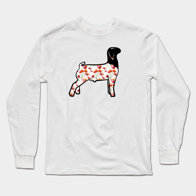 Watercolor Poppy Market Goat - NOT FOR RESALE WITHOUT PERMISSION Long Sleeve T-Shirt by l-oh